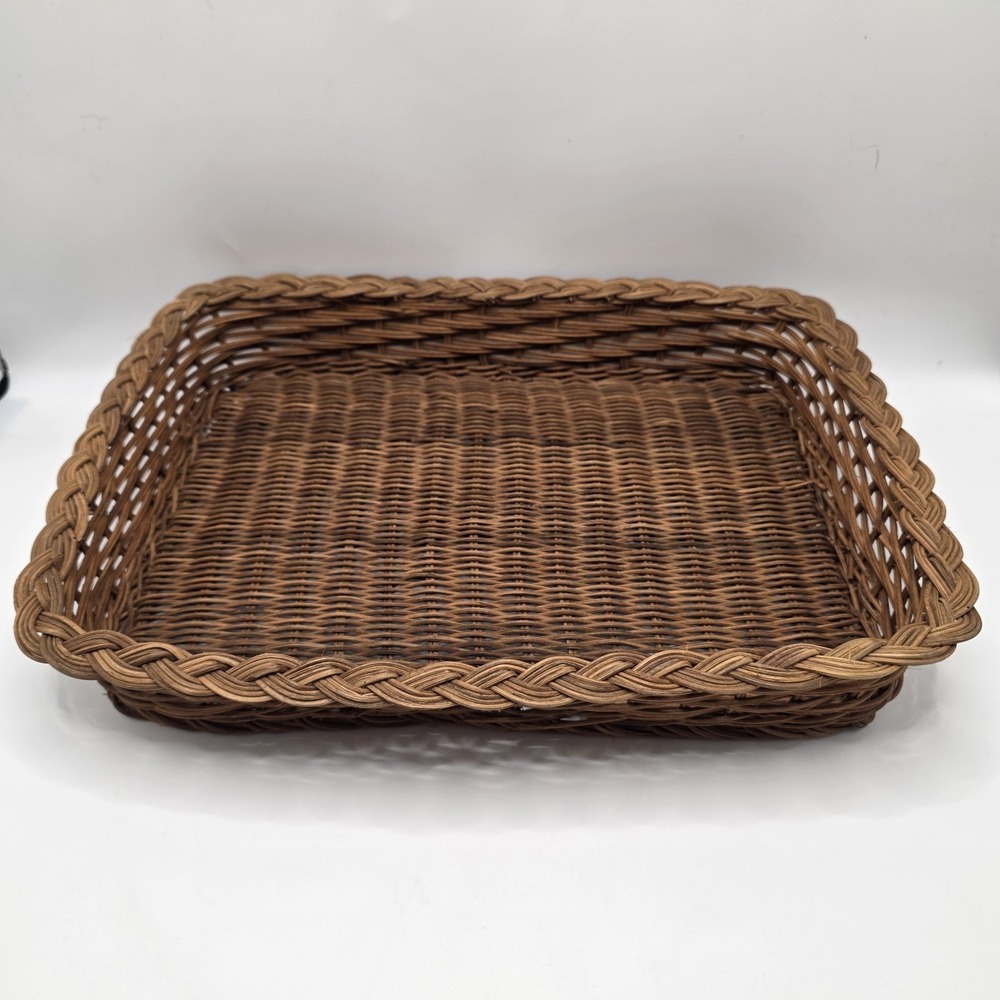 Wicker Coffee Table Basket 15x11 Rectangular Woven Rattan Ottoman Basket Decor